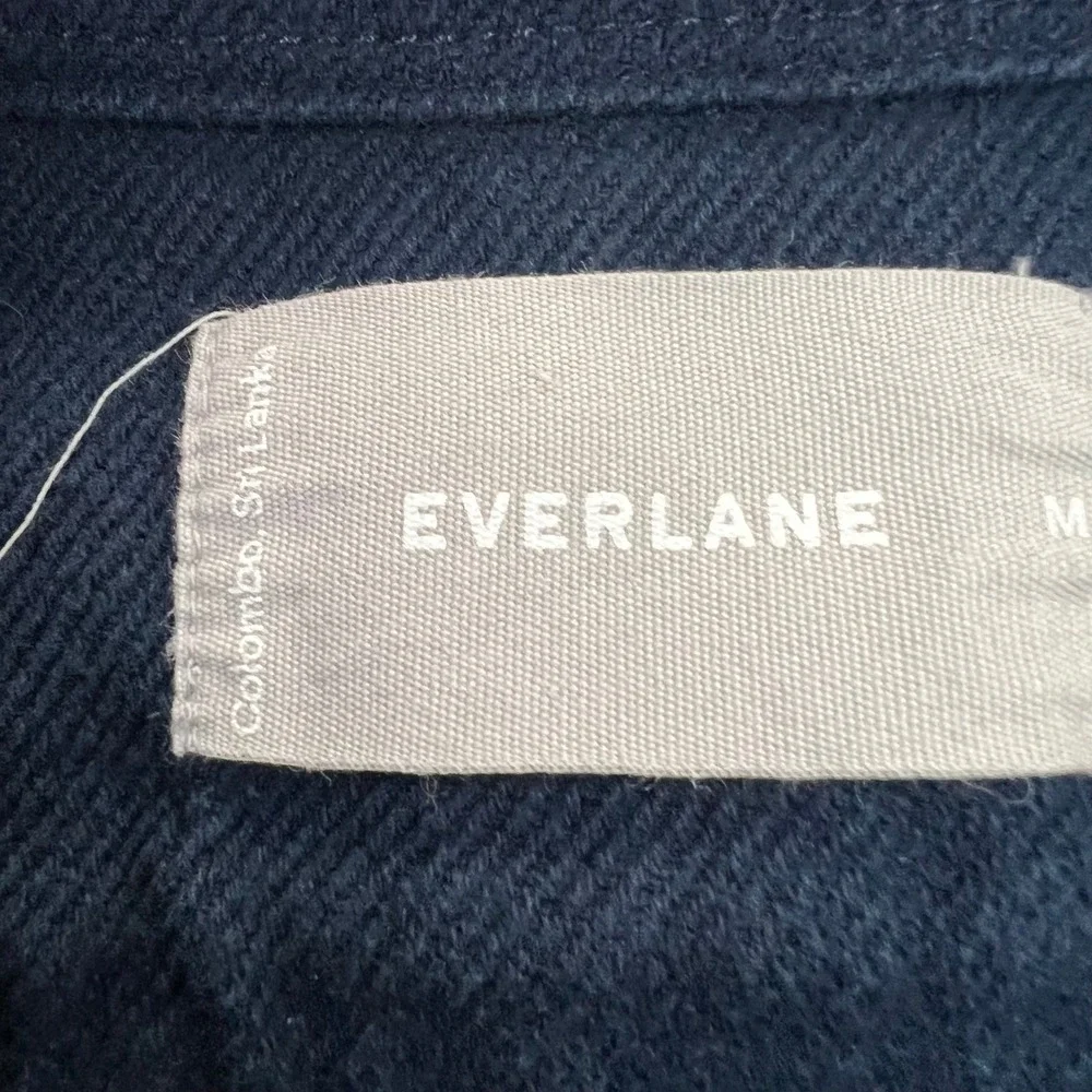 EVERLANE Shirt Jacket Mens Medium Navy Blue Cotton Flannel Shacket Twill Cotton